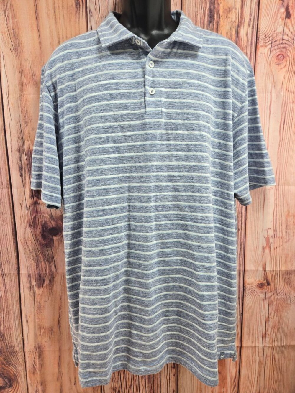 Peter Millar Blue & White Striped Polo Shirt XXL